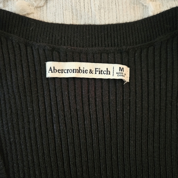 Abercrombie and Fitch Black Elevated Knit Cutout Midi Dress Size Medium - Picture 5 of 6